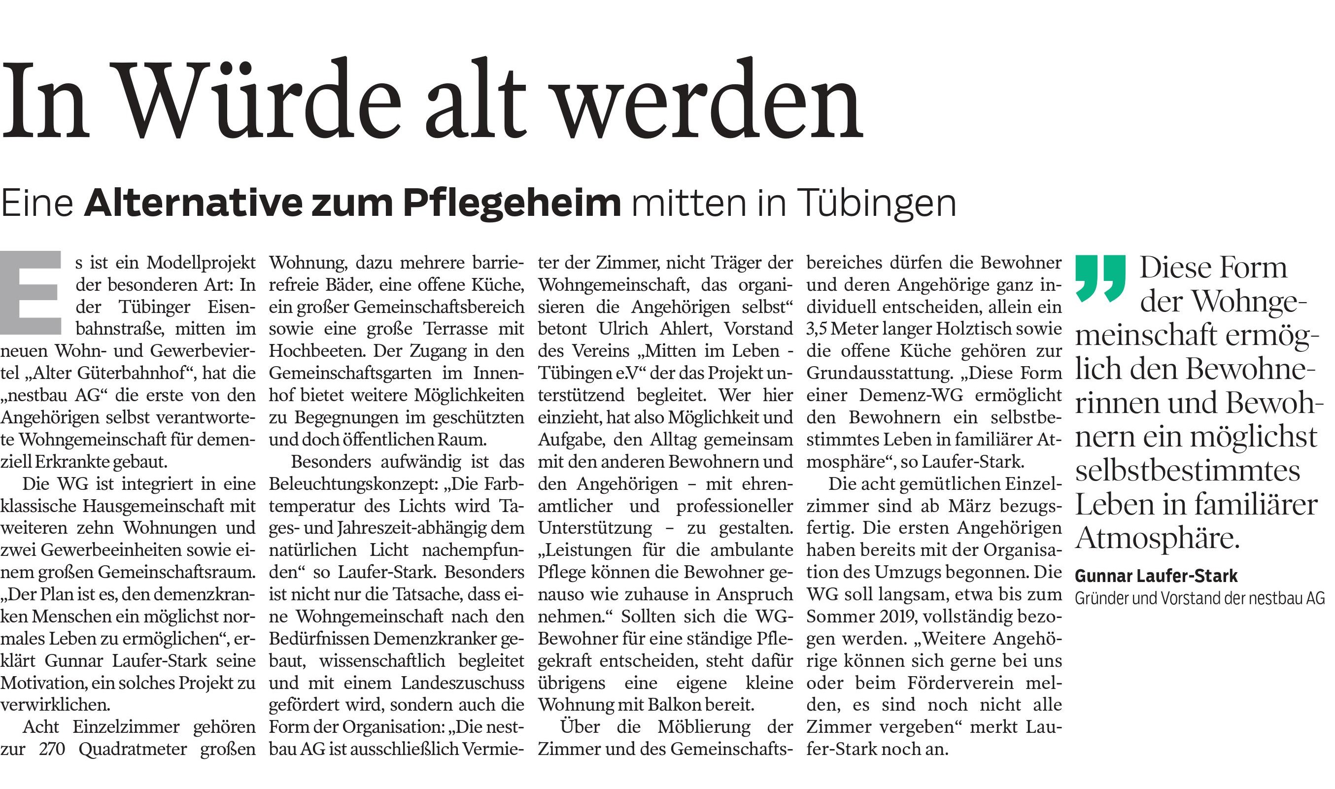 Text im Schwäbischen Tagblatt