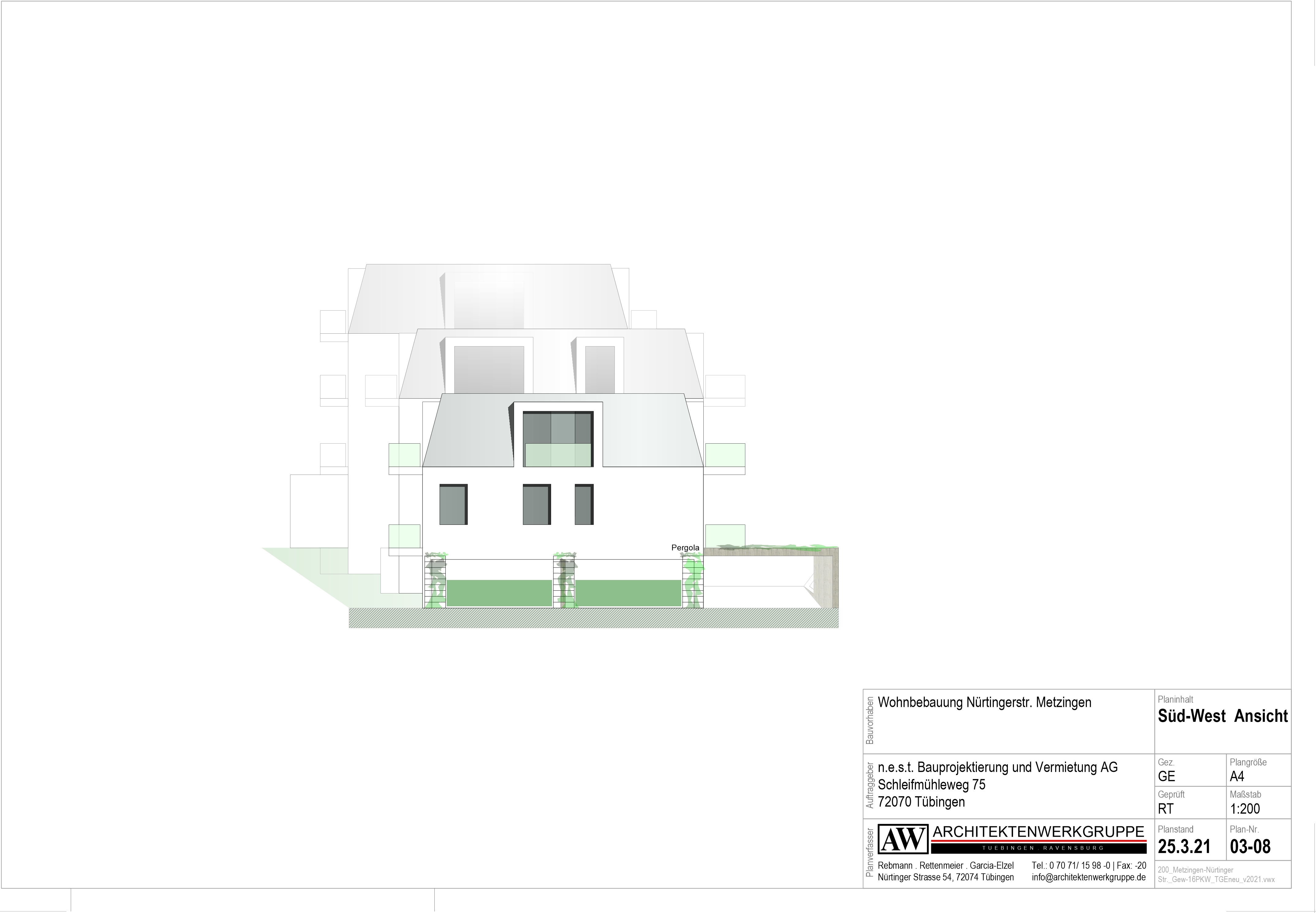 nestbau Metzingen Süd-West-Ansicht nestbau Metzingen Süd-West-Ansicht
