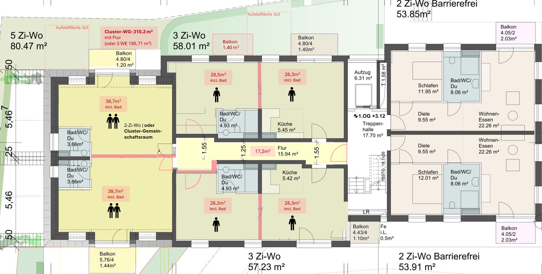 Metz_1OG-Grundriss_Cluster-Alternative