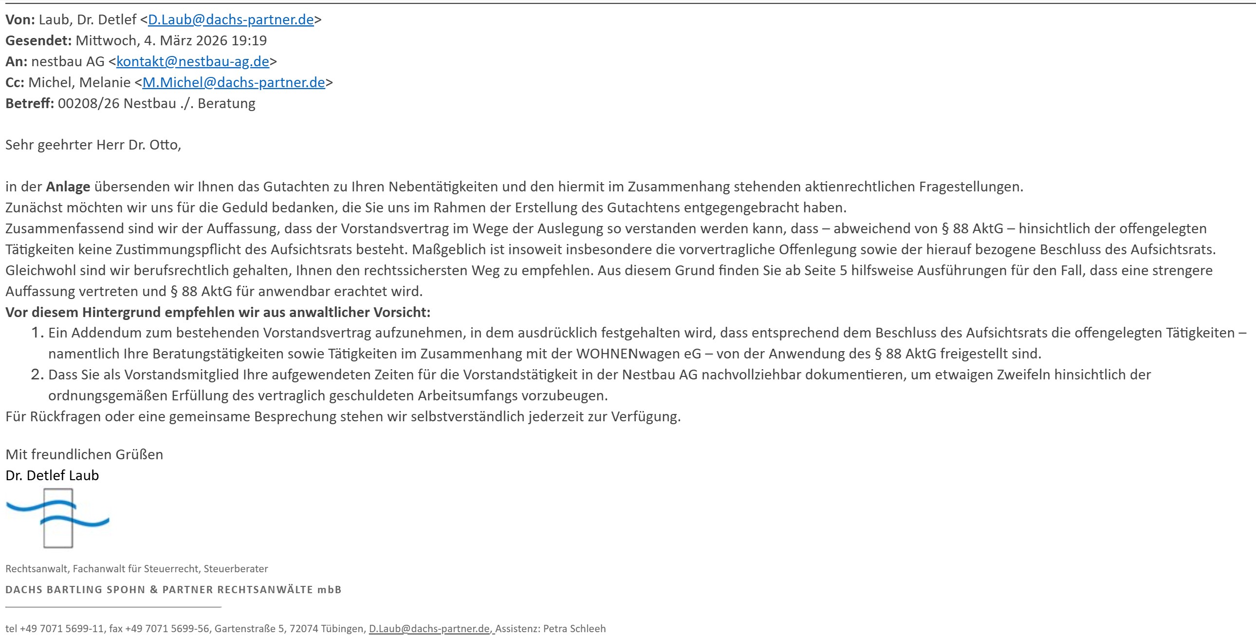 20260304_RA-Laub_Gutachten-Nebent%C3%A4tigkeiten-Otto_88AktG 20260304_RA-Laub_Gutachten-Nebent%C3%A4tigkeiten-Otto_88AktG